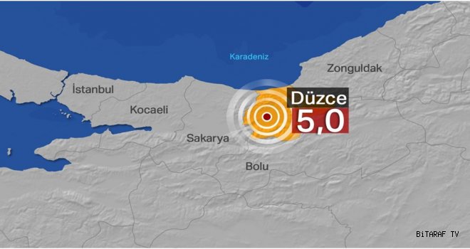 Düzce'de meydana gelen 5 büyüklüğündeki deprem, korkuya neden oldu.